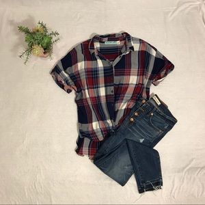 Drape front Plaid shirt